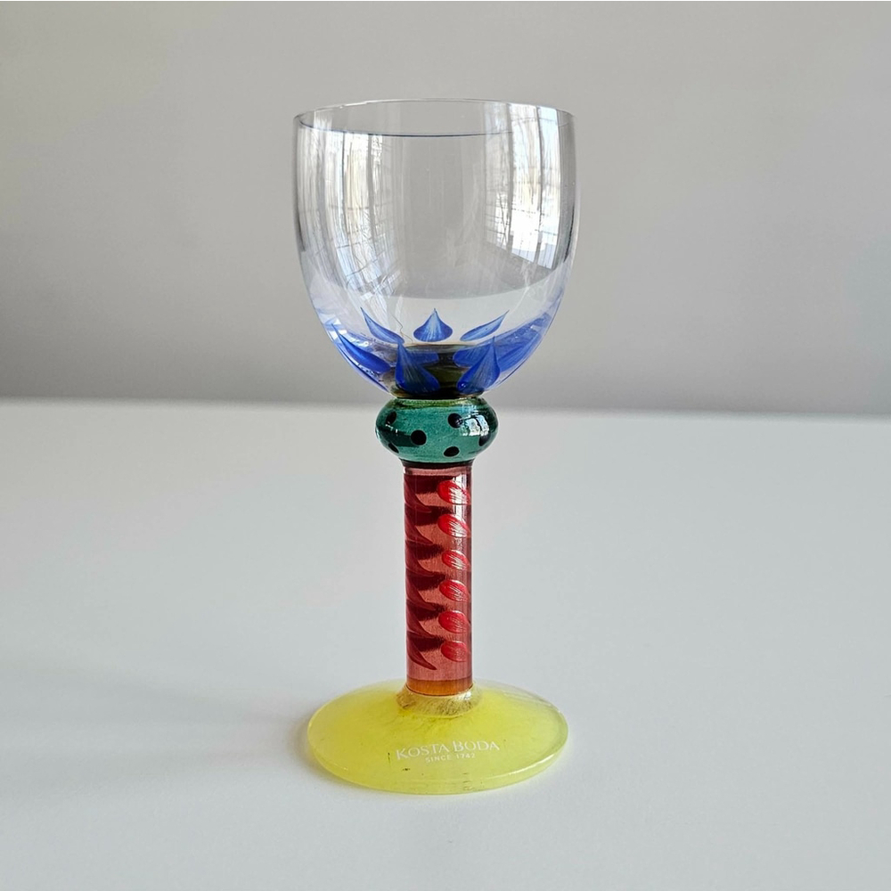 Kosta Boda 24201 Ken Done Palm Trees Liqueur Cordial Glass 4.5" Signed